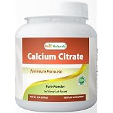 Best Naturals Calcium Citrate Powder - Calcium Supplement, High Bioavailable 3000 mg per Serving (600 mg Elemental Calcium) - Unflavored &amp; Gluten Free - 1 Pound