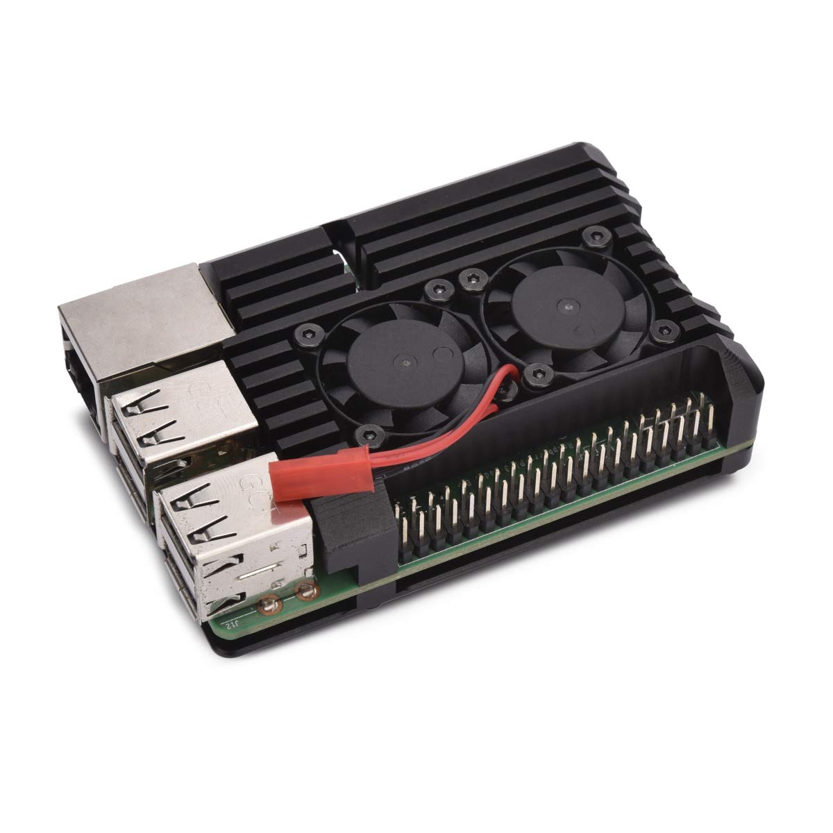 Unistorm Raspberry Pi 3 Model B+ Aluminum Case with Dual Cooling Fan Metal Shell Black Enclosure Compatible with Raspberry Pi 3 Model B (With Dual fan)