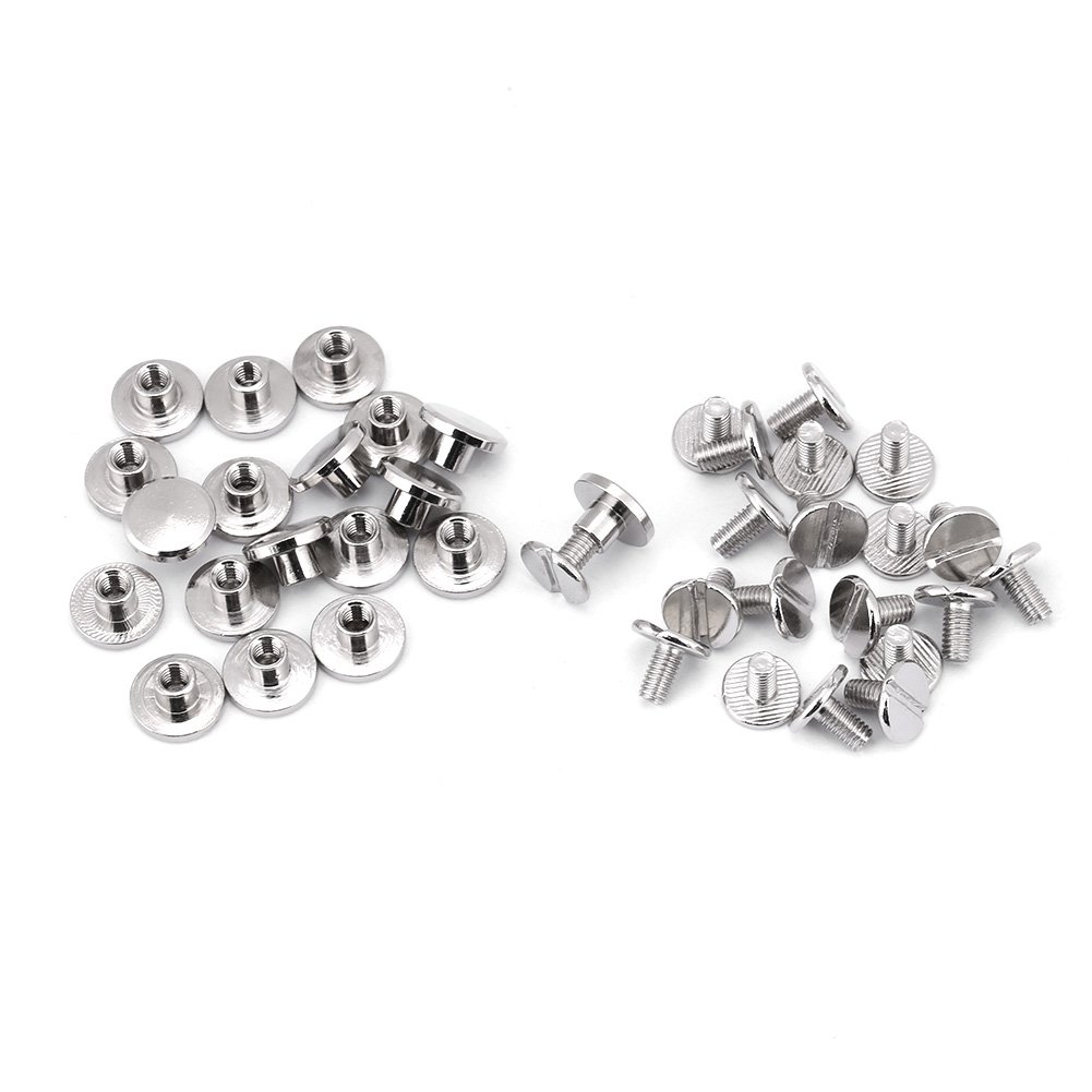20Pcs Flat Head Rivets, Leathercraft Repair Supplies Brass Threaded Leather Craft Screws Nail Rivet for Purse Wallet Handbag Phone Case Decoration(5mm)
