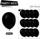 PartyWoo Black Balloons 50 Pcs 12 Inch Latex with 20m Ribbon Birthday Wedding view 5