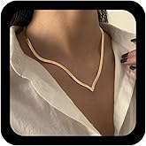 Ximdble Vintage Snake Chain Choker Flat Snake Necklace Gold V Chain Choker Herringbone Necklaces V Shape Necklace for Women (Gold)