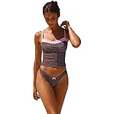 Seamolly Gingham Tankinis for Women - Tankini Swimsuits Set with Ruffles, Bowknot & Ruched Detailing