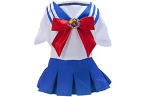 Tangpan Bow-Knot Student Cosplay Pet Costume Dog Skirt Camp Dress(Blue,S)