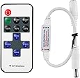 LE&reg; Mini Remote Controller for  Single Color LED Strip Lights, RF Dimmer for 12 V DC LED Light Strips, 12A, Wireless Remote Control for All Dimmable 3528 5050 LED Strip