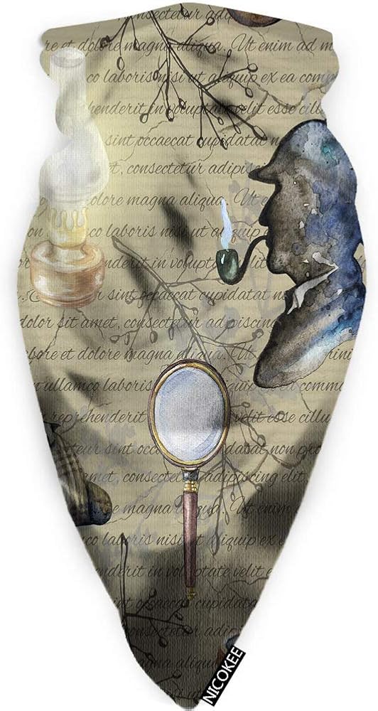 Nicokee Half Face Mask Hat Smoking Pipe Lamp Magnifier Branches Pocket Watch Sherlock Holmes Head Women Men for Dust Wind Sun Protection Windproof Sports Multi-Functional Mask