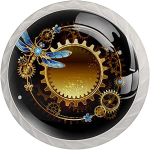 Xingruyun Pomos y Tiradores Libélula de Engranaje Dorado Perillas de