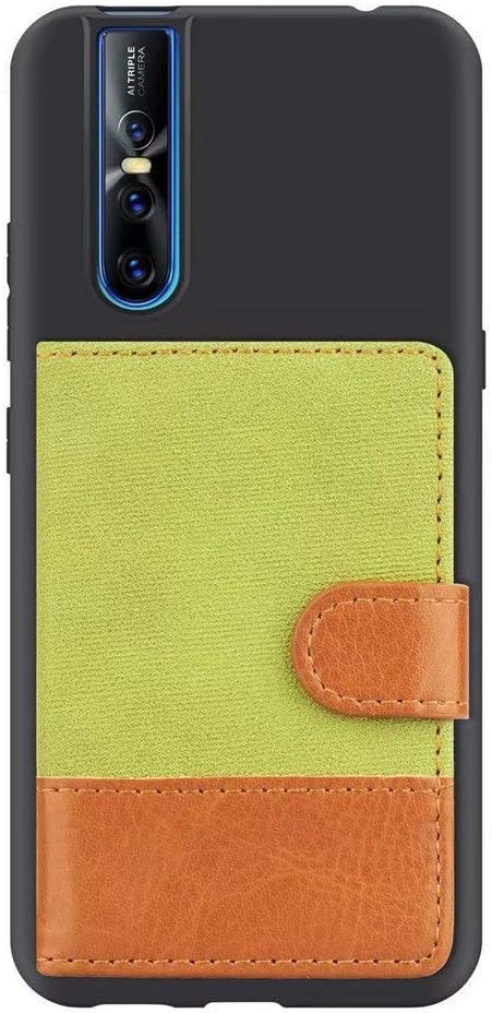 V15 Pro Cases for Girls,Hllycr Cover for Vivo V15 Pro Wallet Case with ID&Credit Card Pockets - Green