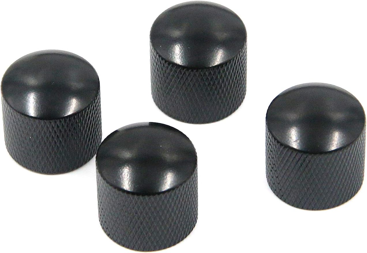 GeesatisBlack Guitar Speed Control Knobs Volume Tone Dome Knob for Telecaster Electric Guitar or Bass, Set of 4