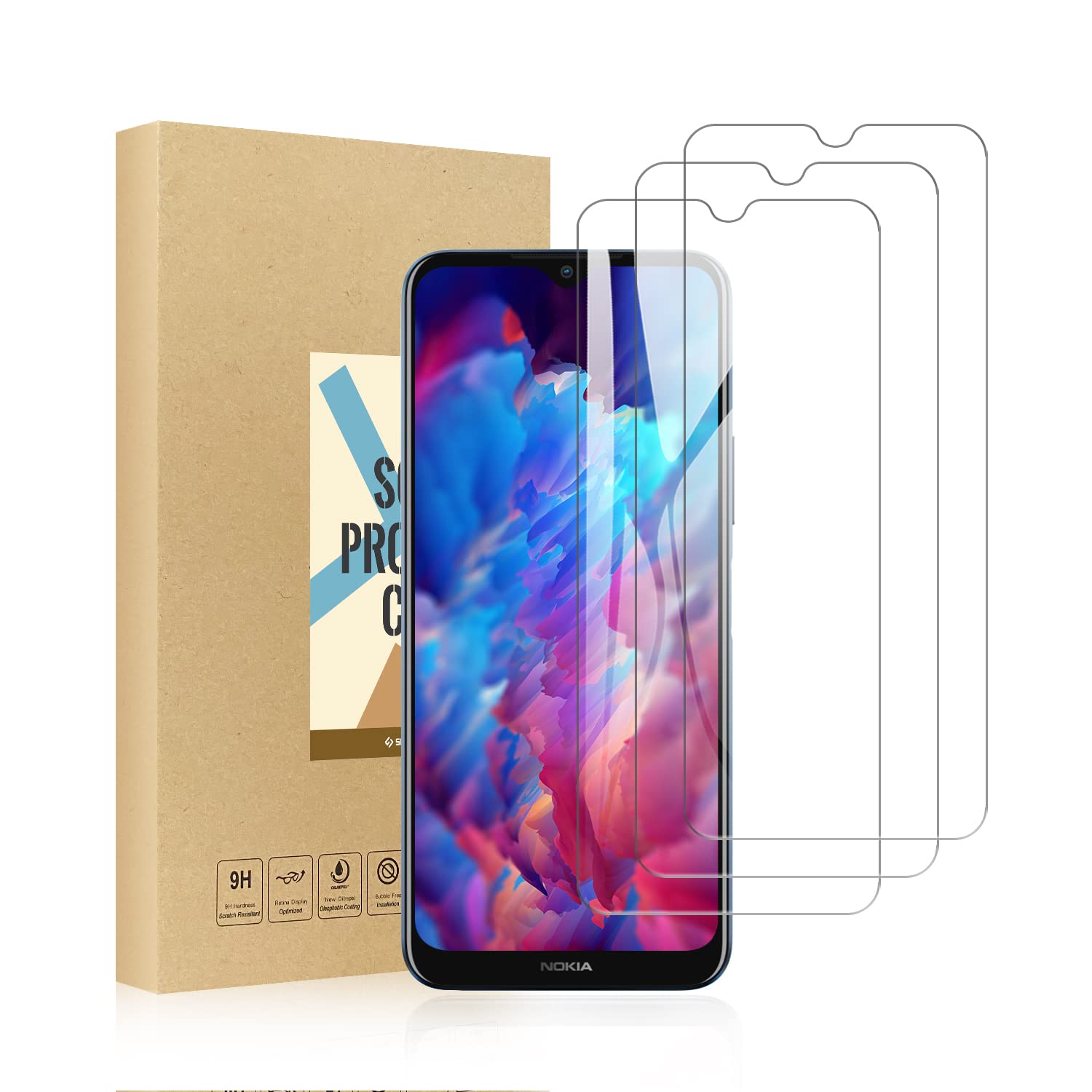 SCL Screen Protector Compatible with Nokia G50 Screen Protector for Nokia G50 Tempered Glass Film [3-Pack], [2.5D Rounded Edge Glass Film, Easy Installation, Bubble-free, 9H Hardness]