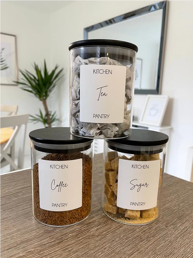 Basic Pantry Waterproof Organization Sticker Labels, 6.35 x 7.2 cm - 12 Labels, White