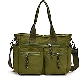 IAMUHI Women Nylon Multiple Pockets Satchel Handbag Purse and Casual Crossbody Tote Bag Messenger Bag for Work Travel