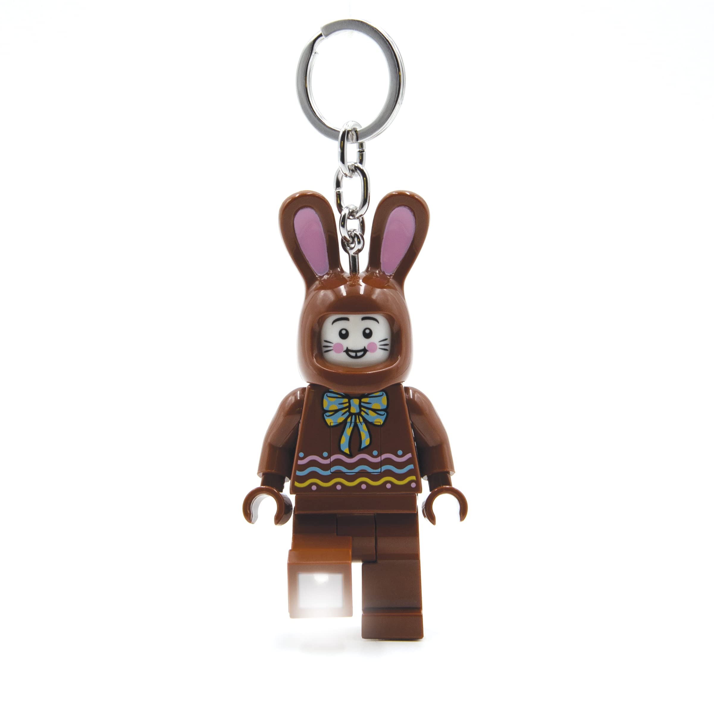 IQ LEGO Minifigure Large 3 Inch Tall Figure Keychain Light - Chocolate Bunny (KE180H), Easter basket stuffer
