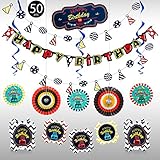 Happy Birthday Decorations Kit for Boys - Kids Birthday Party Pack Hanging Decorations Bundle Light Blue by Friday Night