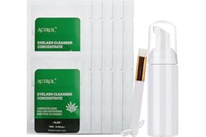 ACTROL Lash Shampoo Concentrate 100ml Aloe Eyelash Extension Shampoo 10 Bags 10ml Pack Natural Foaming Cleanser 60ml Bottled Cleansing Brush DIY Paraben and Sulfate Free Lashes & Salon Home Care