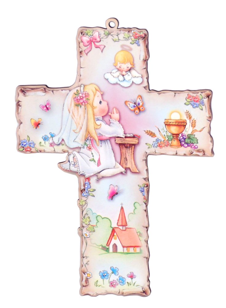 Colourful Baptism Cross for Girls