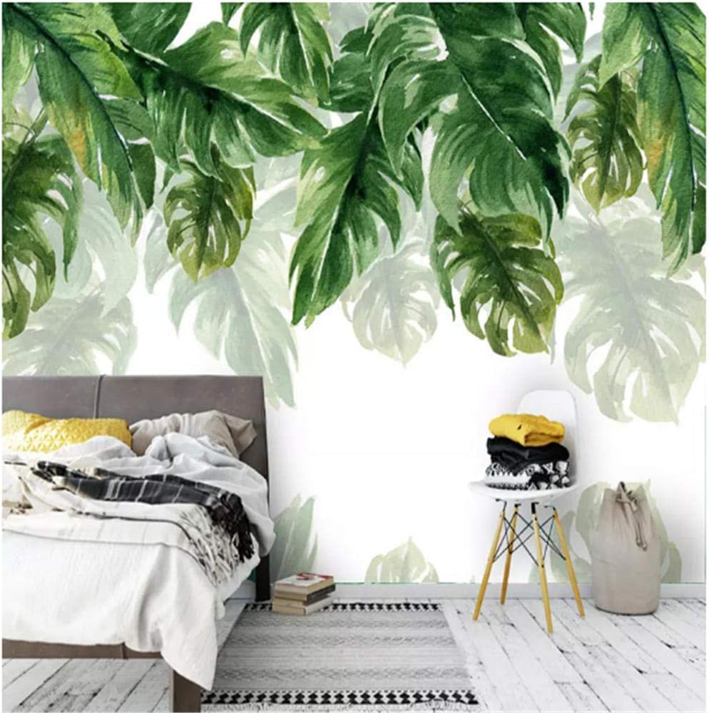 Lvabc 3d Wallpaper Modern Green Leaves Plant Murals Living Room Tv Bedroom Study Restaurant Background Wall Papers For Walls 3 D Decor 120x100cm Amazon Co Uk Diy Tools