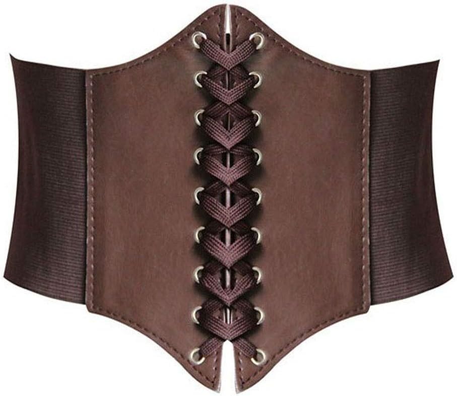 HANERDUNLace-up Waspie Corset Belts for Women Elastic Waist Belt Tied Retro Wide Belt