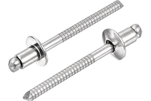 uxcell 50Pcs 3/16"x1/4" 304 Stainless Steel Dome-Head Blind Rivets, Open-End Type Blind Rivets for DIY, Sheet Metal, Automoti