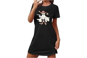 Womens Dress Dress Pajamas Pjs for Women Short Sleeve Loose Fit Cute Funny Mini Short Dress 2024