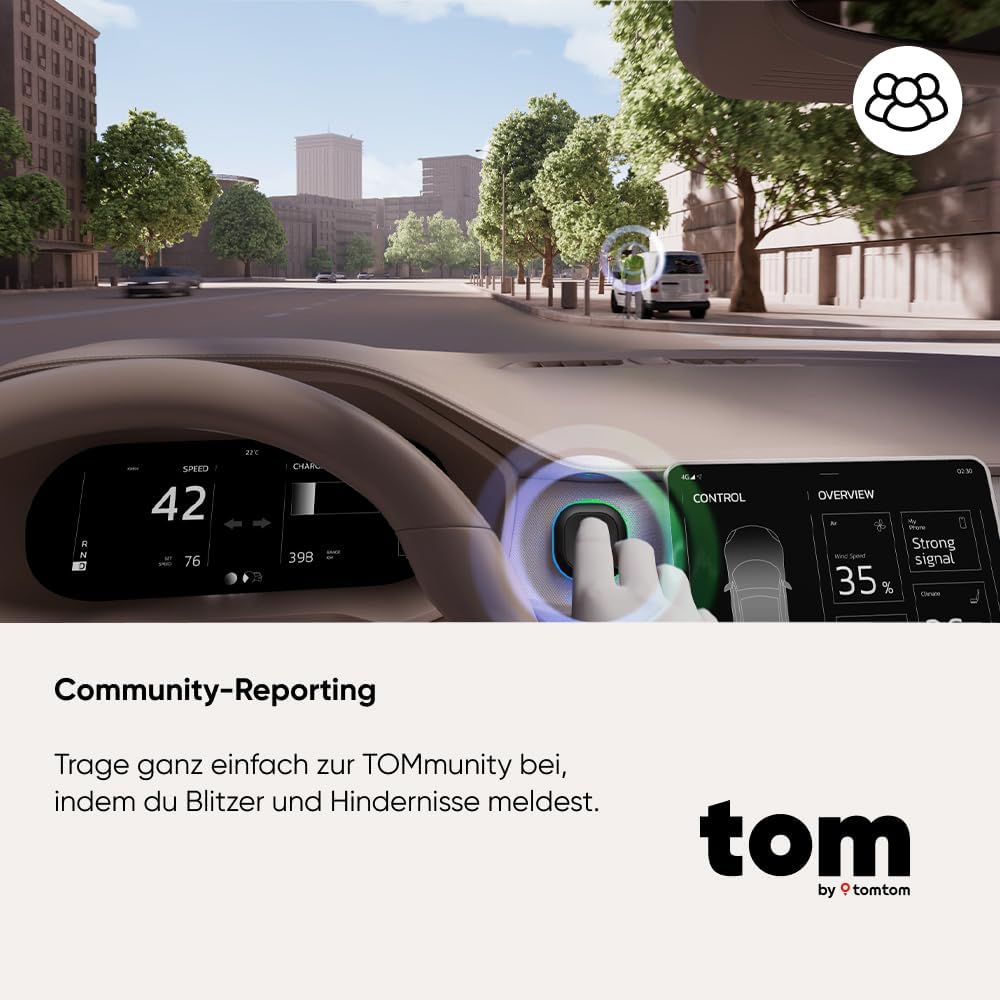 TomTom Verkehrs-Assistent Tom [Neue Software März ’26] (Radarkamerawarnungen, Warnungen vor Staus, Hindernissen und Geschwindigkeitsüberschreitungen, kompatibel mit CarPlay und Android Auto) 7