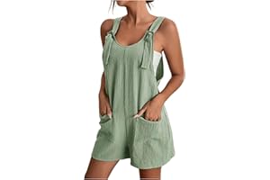 GOHRSHA Womens Dressy Jumpsuits Shorts Summer Casual Sleeveless Romper Adjustable Strap Jumper Bib Overalls Shorts Loose Fit