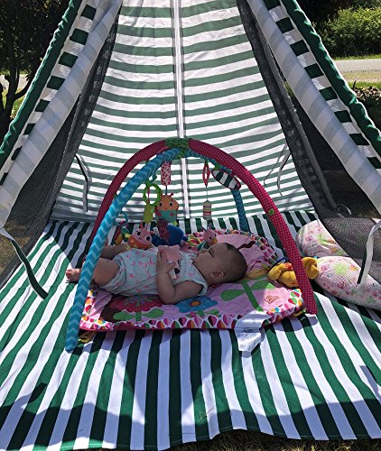 OctoRose Deluxe Portable and Breathable Kids Teepee Tent Play Tent Sun Shelter in Cotton Canvas 53x53x55 (LxWxH) with Removable Floor mat