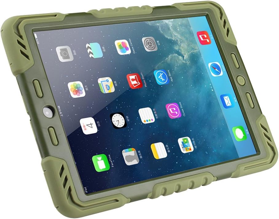 Multi Function Silicone Waterproof Shockproof Dustproof Rugged Apple iPad Air Case Cover with adjustable stand for Apple iPad Air/iPad 5 Color Army Green