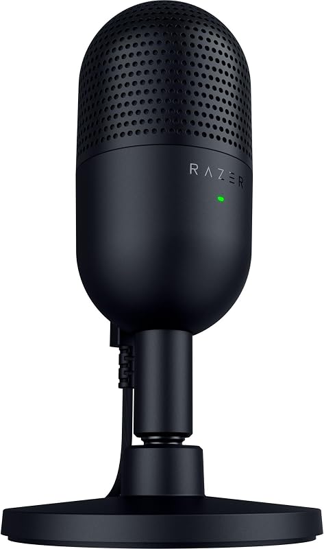 Seiren V3 Mini - Ultrakompaktes USB-Mikrofon (14mm Supernieren Kondensatormikrofon, Tap-to-Mute-Sensor mit LED-Anzeige, integrierter Stoßdämpfer, Plug-and-Play Design) Schwarz