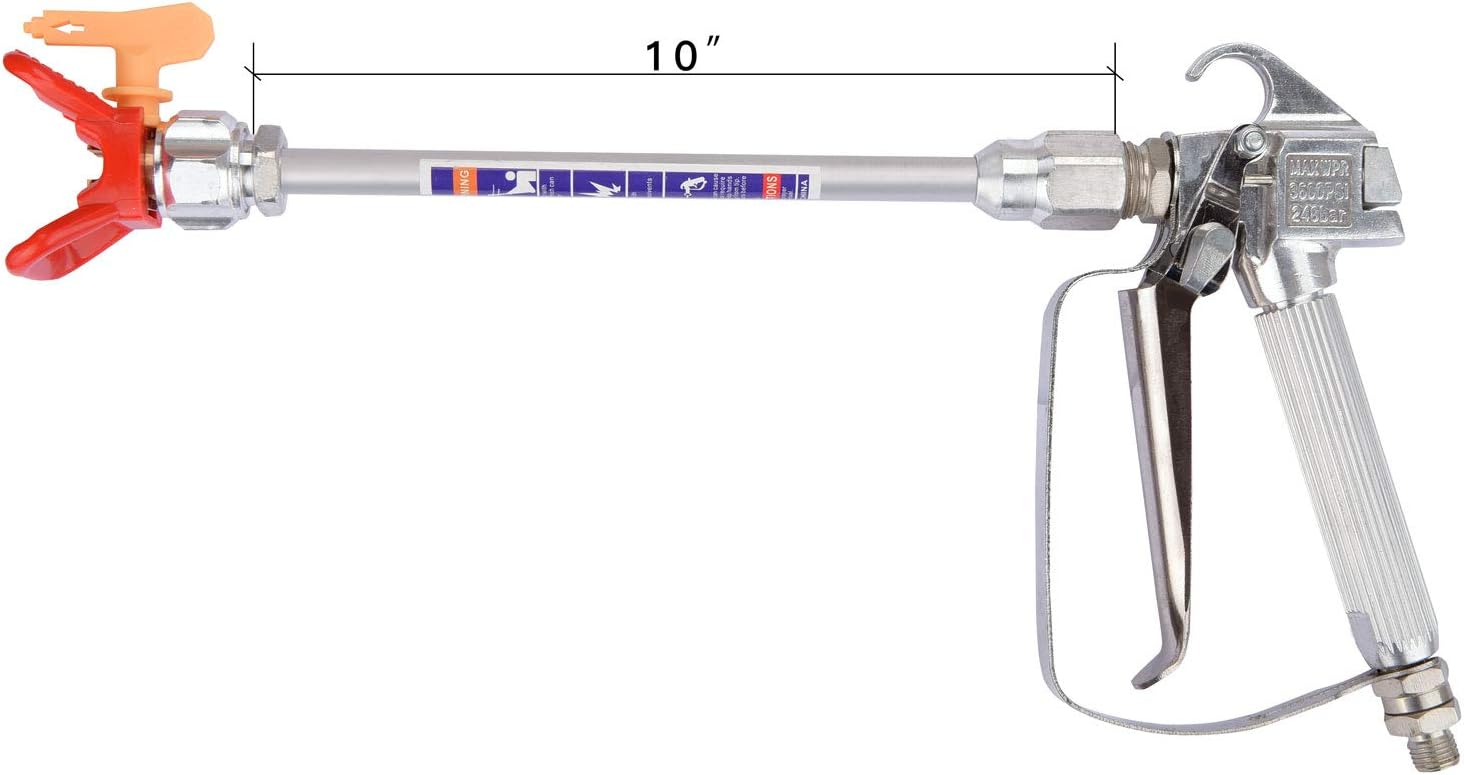 DUSICHIN DUS-136 Airless Paint Spray Gun, High Pressure 3600 PSI 517 TIP Swivel Joint with 10 inches Extension Pole