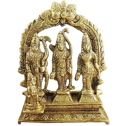 Elite Ram Darbar Statue / Idol - Lord Rama Laxman And Sita Religious Indian Art Statue / Idol (lxbxh - 3.0 X 1.0 X 3.2 Inches)