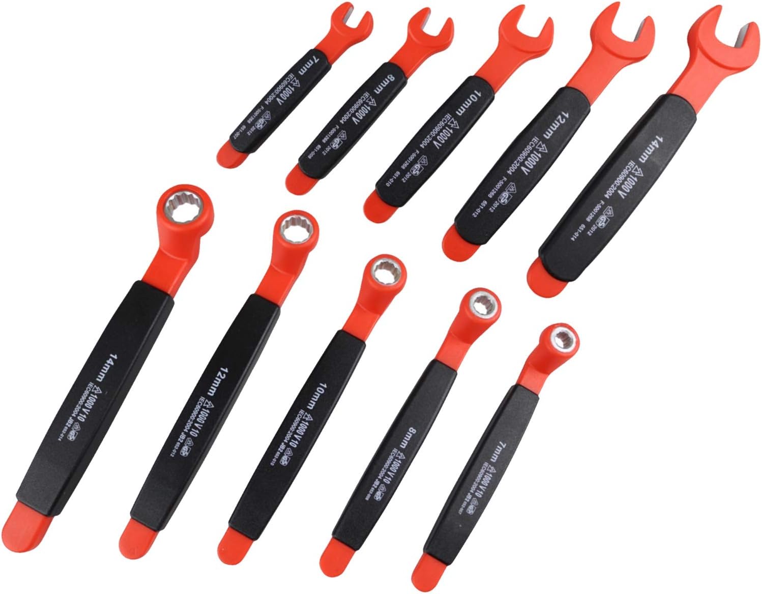 2 Neilsen 5pce VDE Insulated Spanner Wrench Sets - Ring and Open End for Hi-Brid