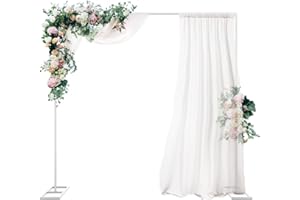 Fuilee Balloon Square backdrop stand, 6.5ft Wedding Arch rectangle backdrop stand for parties, White Metal Arch Backdrop Stand for Weddings, Birthday Party, Anniversaries, retire, Garden Decoration