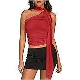 RoseSeek Women's Leopard Asymmetrical Halter Tops Sleeveless Slim Fit Summer Going Out Y2K Crop Tank Top