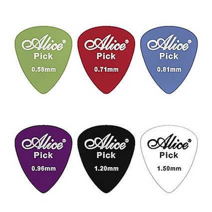 Okayji Alice 6 Pcs Guitar Plectrums / Pick Of Various Thickness. Assorted Colors