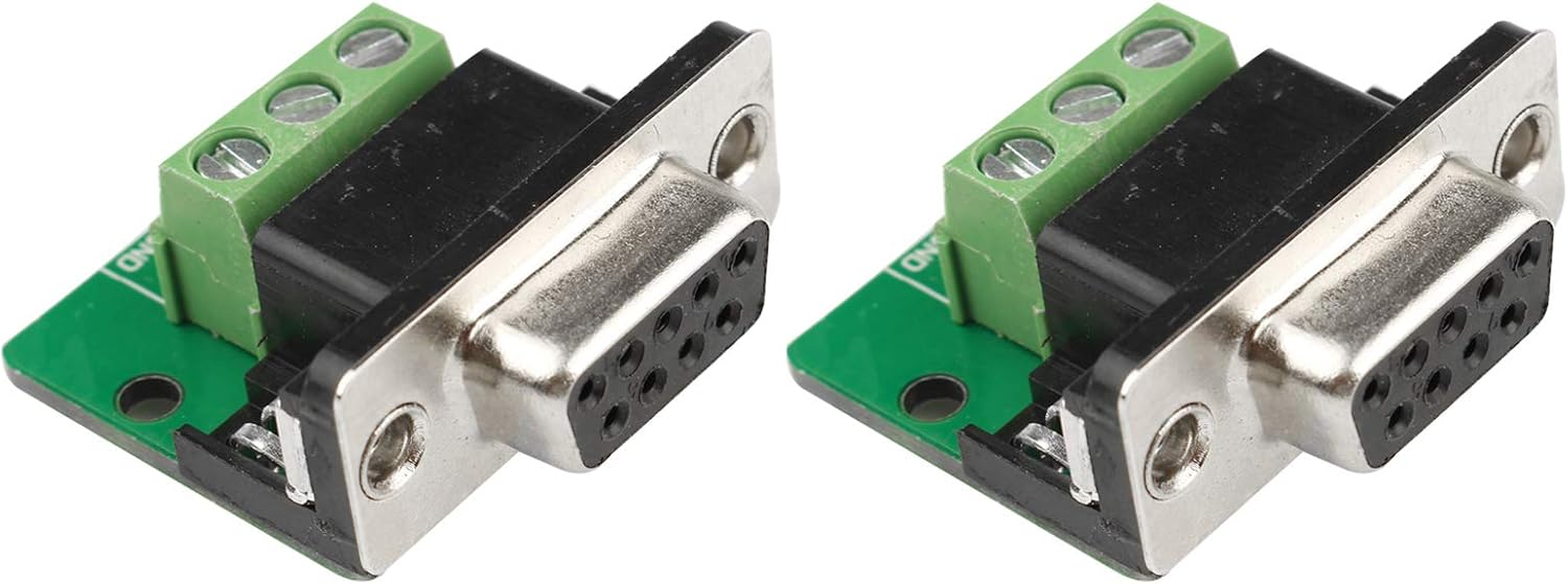 Futheda 2Pcs D-sub DB9 Interface Breakout Board Connector 9-pin 2-row Female RS-232 Serial Port Solderless Terminal Block Adapter