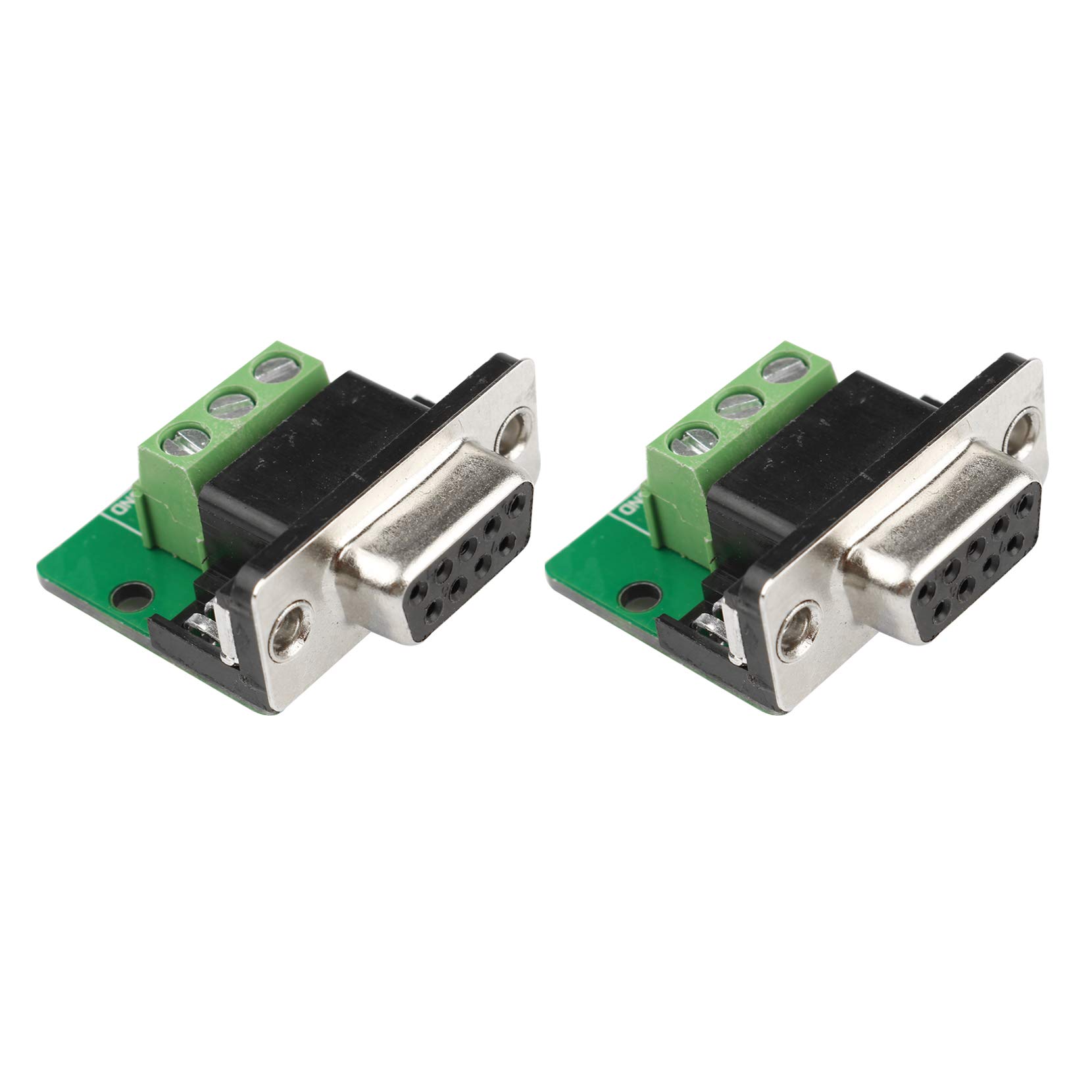 Futheda 2Pcs D-sub DB9 Interface Breakout Board Connector 9-pin 2-row Female RS-232 Serial Port Solderless Terminal Block Adapter