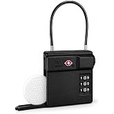 TSA Approved Luggage Lock with Hidden Tracker Compartment, 3 Digit Combination Cable Lock for Suitcase, Gun Case, Backpack &amp; Stroller, Compatible with AirTag