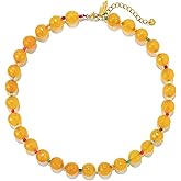 Elegance 11 designs Colourful Chunky Beaded Gemstone Necklace for Women, Beach Waterproof Stainless Steel Boho Choker Natural Stone Necklaces Surfer Summer Handmade Jewelry