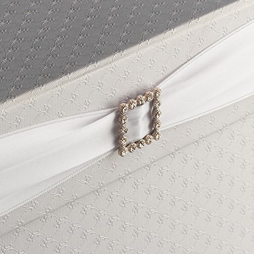 Hayley Cherie - Gift Card Box with Rhinestone Slider, Cards Label & 7 Ribbon Colors - White Textured Finish (with Cards Label)