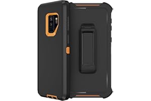 RUBCASE for Samsung Galaxy S9 Plus Case with Belt Clip Holster, 2X Screen Protector, Military Grade Protection Heavy Duty Full Body Shockproof Rugged Protective Cover for Samsung Galaxy S9+ Plus (Orange)