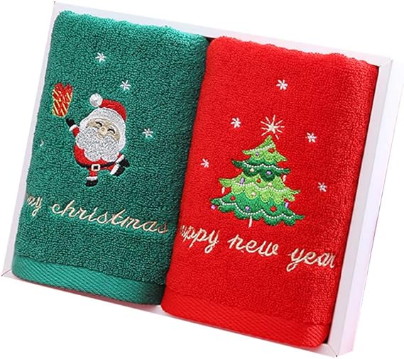 Bireegoo 2 Weihnachtshandtücher Weihnachtshandtücher Waschlappen