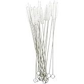 Honbay Straw Cleaner Brushes, nylon bristles stainless steel handle, Nylon Skinny Pipe Tube Cleaner - 20 Piece Value Pack - 7 mm bristles x 175mm long