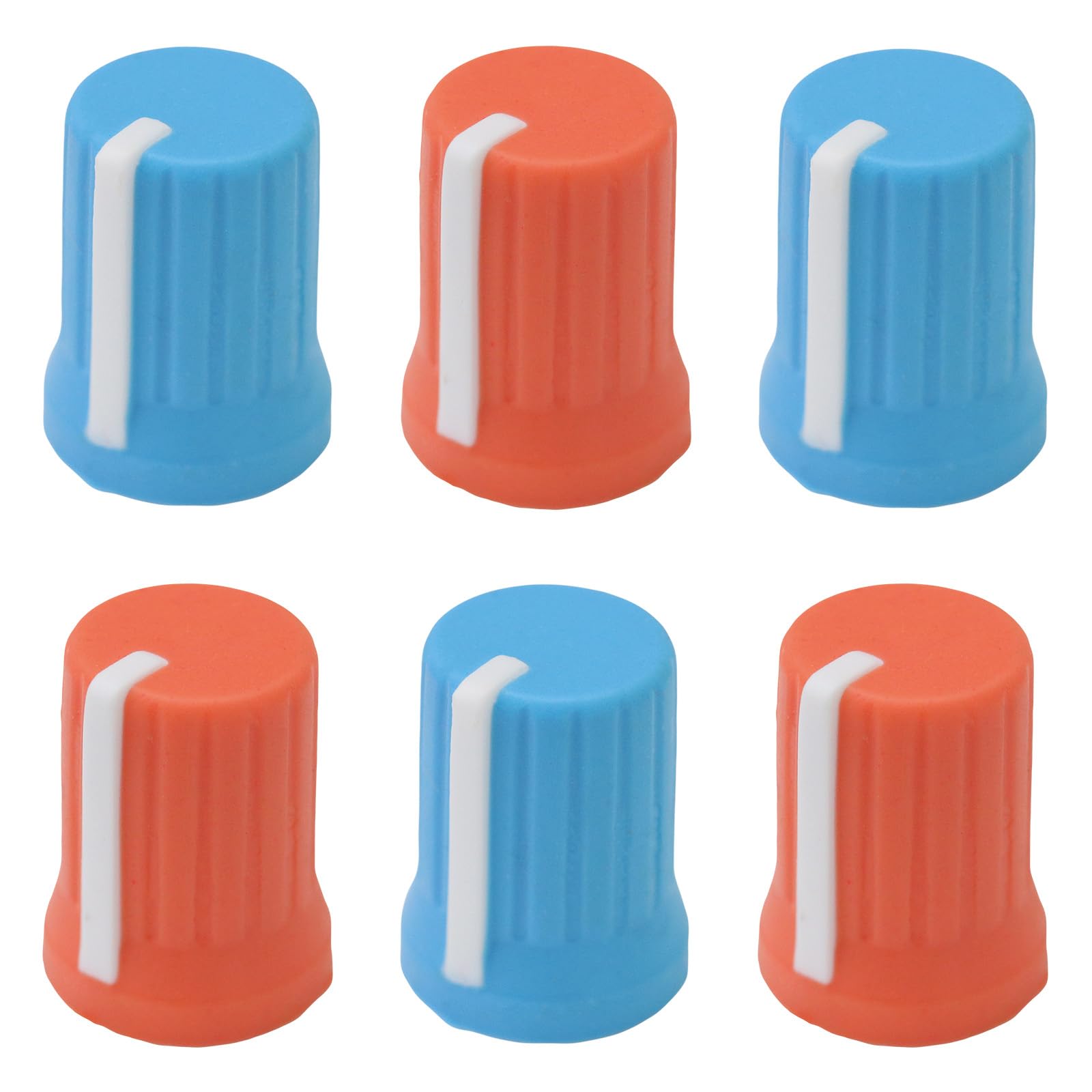 Mixed-Colour 6mm D-Shaft Hole Rubber Grip Vibrant Colour Mixer Knobs - Pack of 6 (3X Light Blue, 3X Orange) — image 1