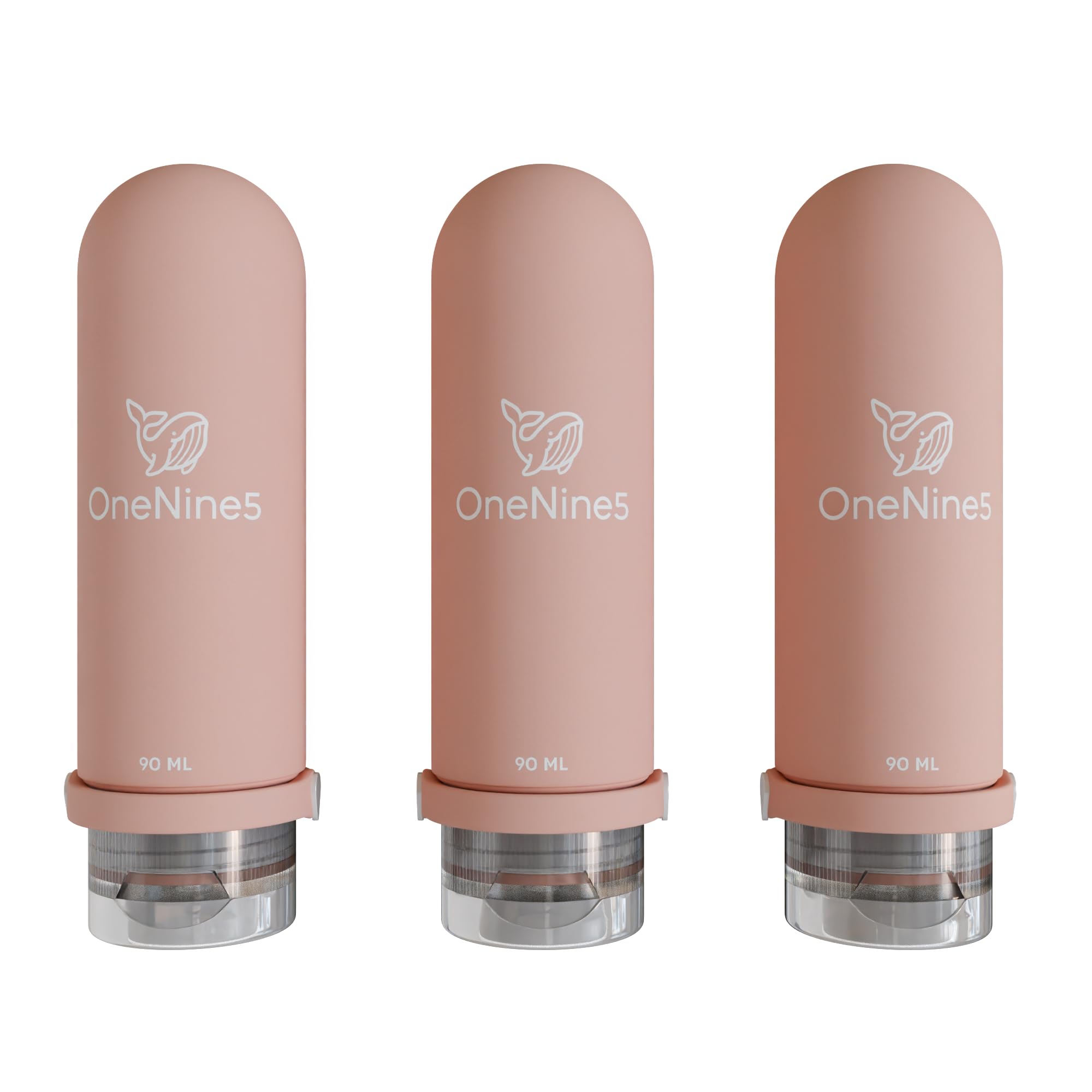 OneNine5 Travel Bottles for Toiletries 3-Pack 90ml (Pink) Travel Essentials Silicone Refillable Travel Liquid Bottles. Airline Approved 100ml Travel Bottles for Travel Toiletries.