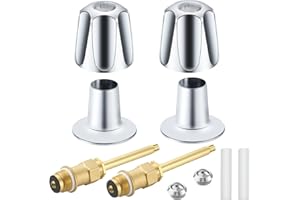 COOLFELL Bathtub Shower Trim kit, Metal Shower Knob 2 Piece Replacement, Compatible with Price Pfister Valve, Shower Faucet Handle, Hot/Cold Shower Knobs Repair kit with Shower Stems, Seats, Flanges (Chrome)