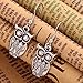 Tibetan Silver antique latticed pattern owl Ear Wire Hook Dangle Earrings