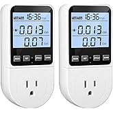 2 Pack Upgraded Watt Meter, Power Meter Plug Electricity Usage Monitor, Home Energy Monitor Consumption, Meter Sockets with Backlight, Overload Protection, 8 Modes Display