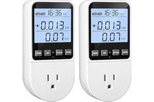 MECHEER 2 Pack Upgraded Watt Meter, Power Meter Plug Electricity Usage Monitor, Home Energy Monitor Consumption, Meter Sockets with Backlight, Overload Protection, 8 Modes Display