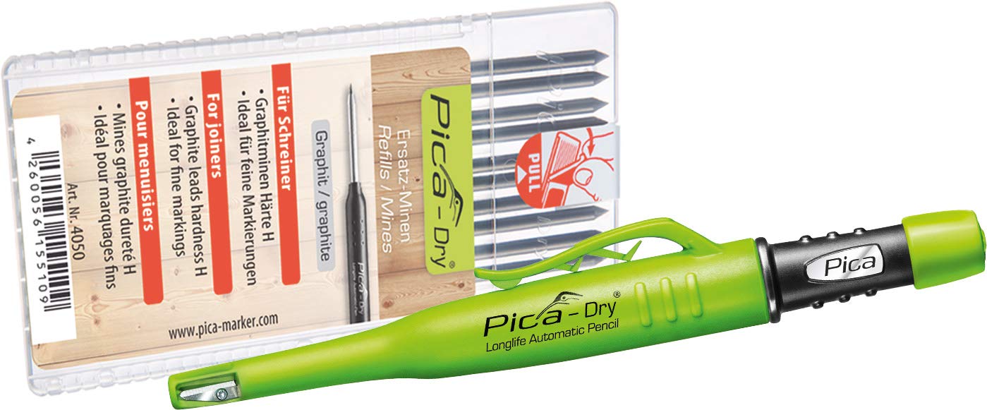 Pica Marker Dry Longlife Automatic Pen 3030 + 10 Units Graphite Refill 4050, Hardness H