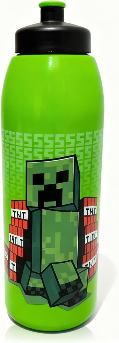 HOX Minecraft Creeper Boom Pull Top 700ml Sports Bottle BPA Free Green